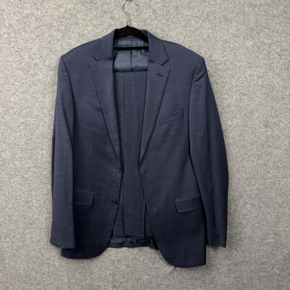 Awearness‎ Kenneth Cole Mens Slim Fit 2 Piece Suit Blue Textured Blazer Pants